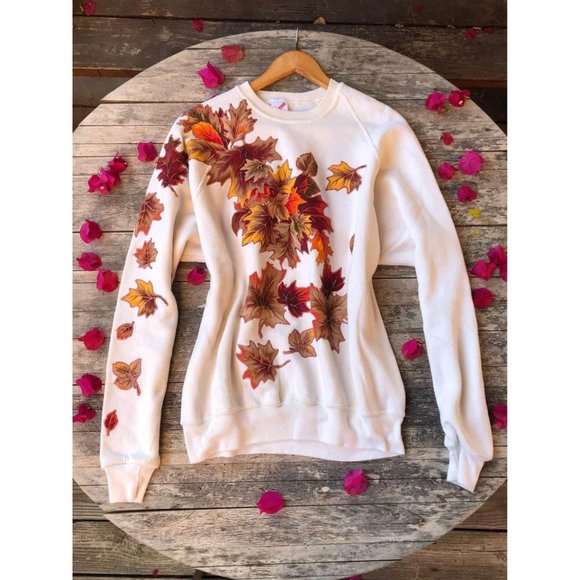 Sweaters - XL Fall Orange Pullover Vintage Sweater